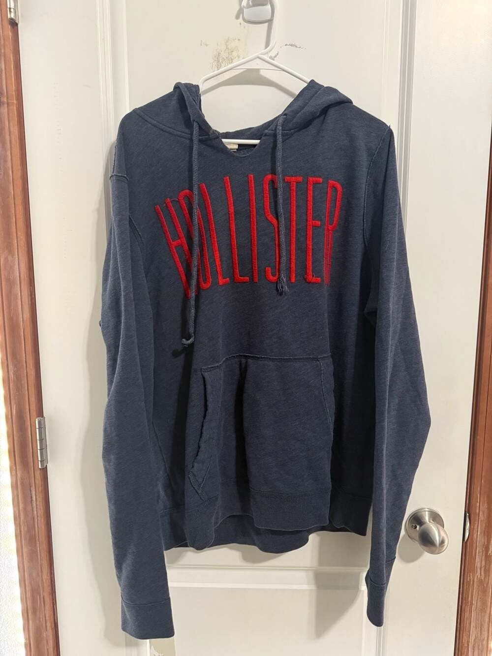 Hollister California Blue Red Spell Out Logo Hoodie XL